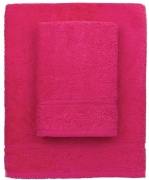 zer0bed, Asciugamani Bagno Fuxia, Set 2 Asciugamani Bagno, Asciugamano Viso, Asciugamano Bidet, Tinta Unita, Bianco, 100% cotone, Set 2 pezzi