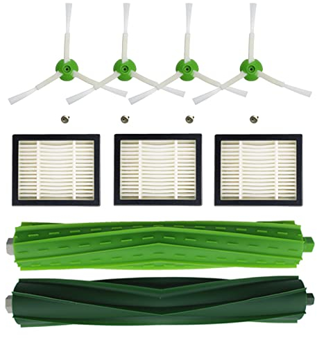 KENSHIRE 9-teiliges i7-Ersatzteil, kompatibel mit iRobot Roomba i7 Serie, Nachfüllset i7+, E5, E6, E7, Gummirollen, Seitenbürste, HEPA-Filter, Zubehör-Set