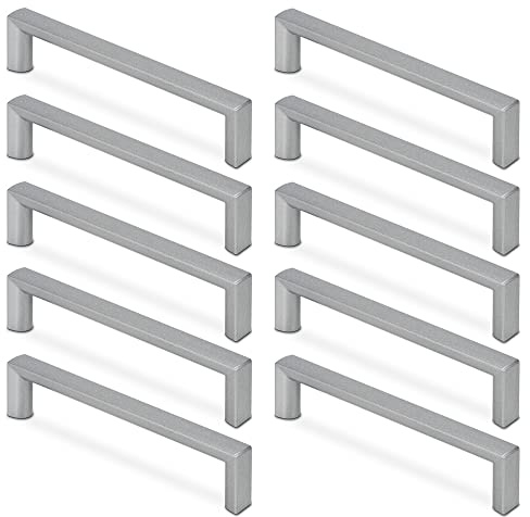 Mavö Schubladengriffe Silber-grau 128 mm - Möbelgriffe Kunststoff 10er Set Kres