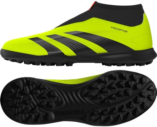 adidas Tenis unisex para niños League Predator 24 sin cordones, Team Solar Yellow/Black/Solar Red, 5.5 US Big Kid