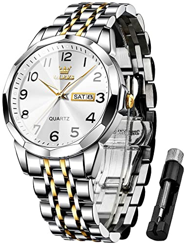 OLEVS Herrenuhren Business Kleid Luxus Armbanduhr Luminous Leicht zu lesen wasserdichte Edelstahluhr für Männer