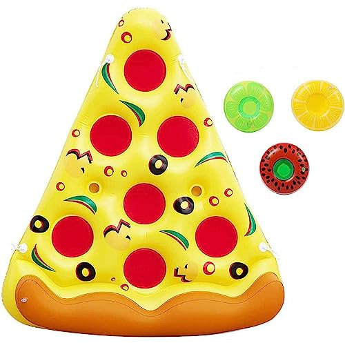 JUNZAI WasserhäNgematte Erwachsene, Pizza HäNgematte Pool, Mit 3/6 GeträNkehaltern HäNgematte Wasser FüR Kinder Und Erwachsene,1PCS
