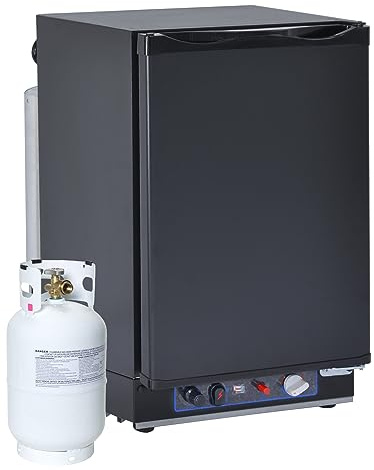 SMETA T-DSG-40B1E Butan gaskylskåp,Trivalent kylskåp,Små kylskåp 12V 220V,Kylskåp för skåpbil husvagn,Kylskåp 40L,Små kylskåp,Mini Kylskåp för Van RV Yacht Lugn Svart