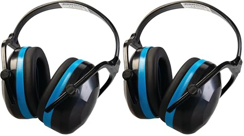 Silverline Folding Ear Defenders SNR 30dB (H:34dB M:28dB L:19dB) (633816), Blue and Black (Pack of 2)