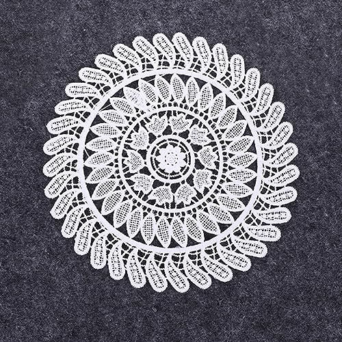 Wambere 2 Stück Spitze Rundes Besticktes Tischset,Spitzendeckchen Häkeldeckchen Tischdecke Häkeln Handgemacht Spitze Untersetzer Tischset Spitzendeckchen Tischdekoration,20cm×20cm,Weiss D