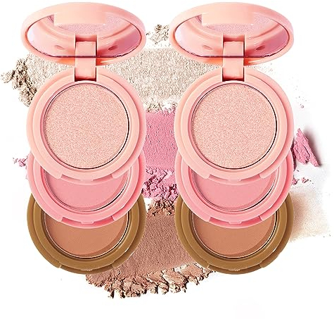 Holzsammlung 2 Pezzi Set Completo Contouring Viso, Tavolozza Per Il Trucco 3 In 1,Illuminante, Terra E Blush, Coral Glow#B+B