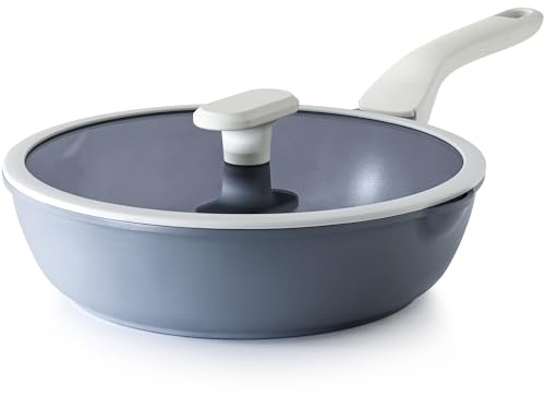 PRICUSIS Nonstick Ceramic Sauté Pan with Lid (3.2 qt, 10 inch), Toxin-Free Deep Frying Pan, Versatile Non Stick Frying Pan, Skillet, PTFE, PFOA & PFAS Free, Compatible with All Stovetops.
