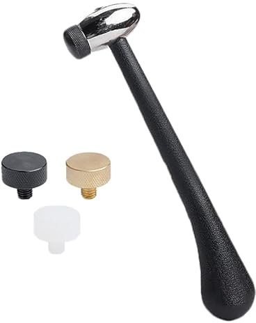 McbeAn Martillo De Goma para Joyería, Martillo De Acero Inoxidable con Cabeza Reemplazable con Cabeza De Cobre Y Caucho De Hierro, Herramienta Artesanal De Reparación De Joyería, Agarre De Goma