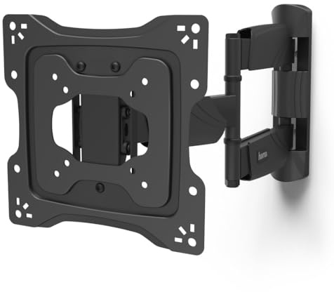Hama TV Wandhalterung schwenkbar, neigbar, mit Diebstahlschutz (TV Wandhalterung 19-48 Zoll, VESA 75x75 bis VESA 200x200, bis 25kg, ideal für den öffentlichen Raum, mit Fischer-Dübeln) schwarz