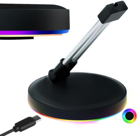 AZURAOKEY RGB-Gaming-Maus-Bungee, rutschfeste Füße, Maus-Bungee-Kabelhalter mit Typ-C-Kabel, Gaming-Maus-Bungee, Anti-Wicklung, RGB-Maus, Bungee-Maus-Clip für Esports FPS-Spiel