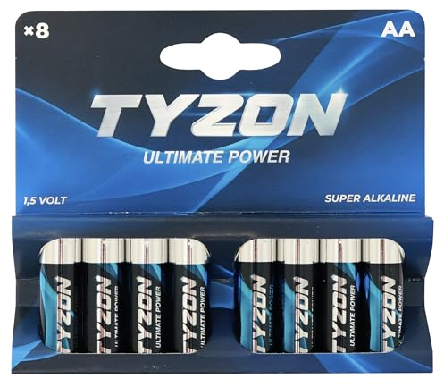 TYZON AA-Alkaline Batterien, 8 Stück - Langlebige Einwegbatterien für Haushalts- und Elektronikgeräte