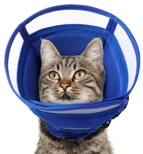 Hjyokuso Halskrause Hund, Halskrause Katze Klett, Halskrause Hund Leckschutz Für Kleine, Mittlere Und Groß Hunde, Halskrause Hund Katze Nach Op, Vorbeugung von Biss- Und Leckwunden, E-Kragen Blau S