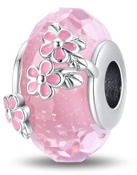 LNQOBU Charm Argento Vetro di Murano,Rosse Perline a Cuore,Blu,Gialli,Charms Bead Adatto Bracciale Europeo Per Donne
