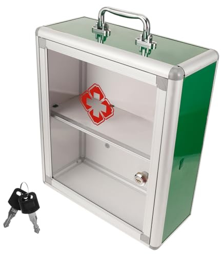 SEWOART Gabinete Para Medicina Montado Pared Con Panel Transparente y Múltiples Compartimentos Caja Visible De Almacenamiento Para Primeros Auxilios Hogares y Espacios Públicos Compacta