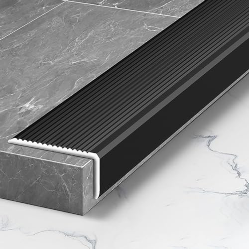 Treppenkantenprofil 45x23mm Antirutsch-Profil Treppenprofile 90CM*3 Stück Kantenschutz Winkelprofil Aus Aluminiumlegierung Für Treppenstufen Treppen(Black)