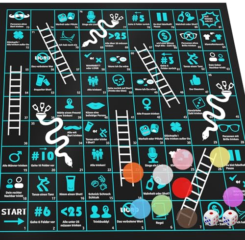 Tigvio Brettspiele Set, Trinkspiel Brettspiele Erwachsene mit Spielmatte, Trinkspiele Partyspiele ab 18, Gesellschaftsspiele Würfelspiele mit Würfel & Plastikmünzen für Festival Partyartikel