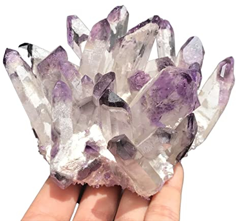 AUOQKQUT Décoration de la Maison 300-600G, Pierre de Cristal de thé Naturel, grappe de Cristal de thé, Cristal de décoration Classique Violet décoration d'intérieur(Size:400-500g)