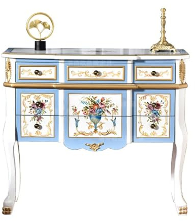 EINES Sideboard-Buffetschrank Massivholz Landhaus Veranda Schrank Eingang Wohnzimmer Seitenschrank Handbemalt Dekorativer Lagerschrank Schrank Küchenbuffet-Aufbewahrungsschrank