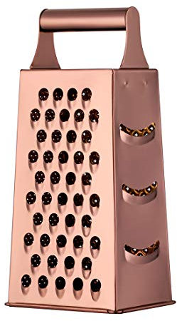 TEAHAHA Large Stainless Steel 4 Sides Grater Slicer with Handle, Multifunctional Cutter Planing for Garlic, Cucumbers, Carrots, Cheese, Potato, Ergonomic Kitchen Gadgets Accessories (Rose Gold)