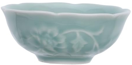 WHAMVOX 2St geprägte Teeschale Teetassen aus Porzellan Seladon chinesische Teetassen Vintage drink tea voury the tea teegeschirr Seladon-Teetasse Schale mit Pflanzenprägung