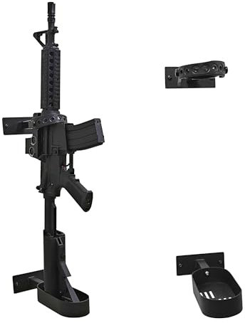 FURYENGRAVER Gun Rack Wall Mount Adjustable Heavy Duty Steel Indoor Gun Racks Vertical Gun Display Stand（US Style）