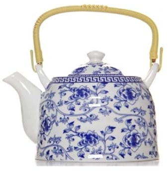 Porcellana Jingdezhen Teiera dipinta a mano di grande capacità blu e bianca porcellana teiera in ceramica, teiera di fiori, caffettiera A15