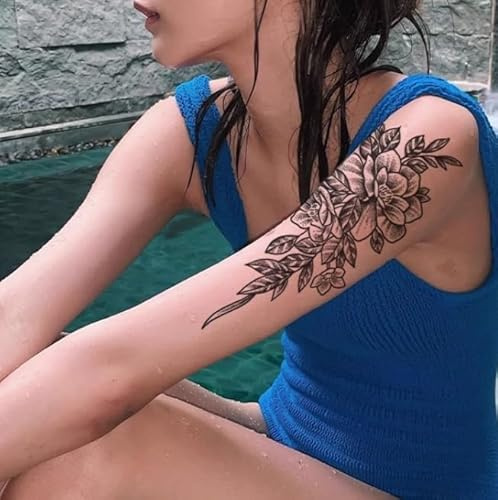 Peony Flower Arm Herbal Temporary Tattoo Sticker Fake Men And Women Waterproof Semi-Permanent Lasting 2 Weeks