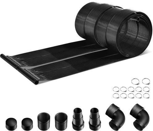 SOARS - Calentador solar (2 paneles solares para piscina fuera del suelo, material PE de calidad, conjunto de accesorios completos, para piscina de hasta 12000L de agua, negro (6 x 0,75 m)
