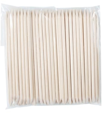 100 Palitos de Madera Beige de Doble Punta para Uñas y Cutículas | Punta Afilada y Plana, Limpieza Uña y Retirada de Piel Muerta, Uso Doméstico Personal