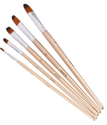DECOMELODY 5pcs Rose Gold Nylon Paintbrush Set Multi-Function Watercolor and Oil Painting Brushes Professional Art Tools for Acrylic, Gouache, and DIY Crafts in UK