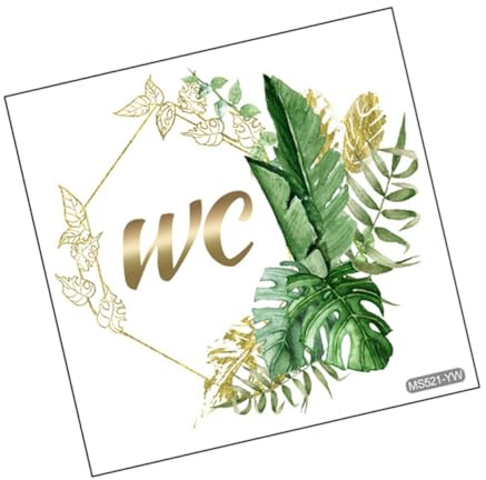 NOLITOY Autocollant Salle de Bain en Pvc, Motif Plante Verte, pour Porte ou Mur, Pose Facile, Retrait sans Trace, Déco Wc et Toilettes