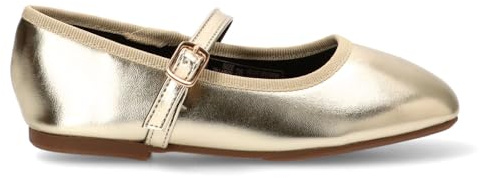 Etika Bailarinas de Vestir para Niña, Merceditas Metalizadas con Lazo, Zapato Plano para Fiesta, Boda y Comunión, Modelo 63315 Oro - 33