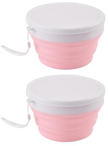 Maigridy 1. 2 cuencos de silicona de 950 ml con tapa, a prueba de fugas, ahorro de espacio, para camping, cocina y viajes (apto para lavavajillas), cuenco plegable de silicona