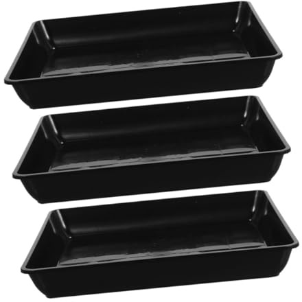 DIYEAH Lot de 3 Plateaux de Récupération pour Plantes en Pot, Soucoupes Carrées en Polypropylène Noir 40 Cm, pour Balcon et Usage Extérieur, Bac de Drainage Solide Anti-Fuite, Adaptés