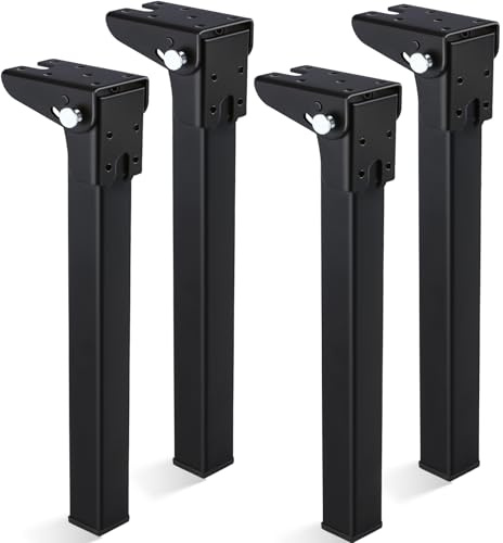 Tczecoo 4 Stück Klapptischbeine, Schwerlast Tischbeine Klappbar | aus Metall, mit Schrauben, Faltbare Möbelfüße für Schreibtisch Couchtisch Bett and DIY Möbel, 30 Cm, Schwarz