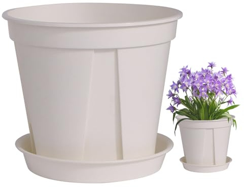 Qyljeiwred Pots de pépinière pour plantes, conteneur de culture de 10 litres, pots de fleurs avec trous de drainage, pour intérieur et extérieur, jardin, jardin, serre, balcon, terrasse, cactus