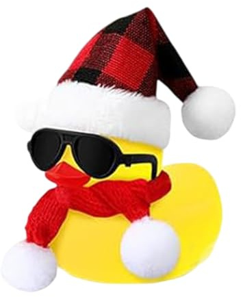 Quietscheente - Schwimmende Weihnachtsente, Armaturenbrett-Ornament 'Auto Mit Sonnenbrillen, Schals, Hüten | Badespielzeug Squeaky RubbersDuck Für Decoraz