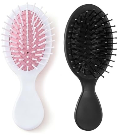 UCLEVER 2 mini spazzole per capelli da viaggio districante da tasca con setole morbide piccola pagaia