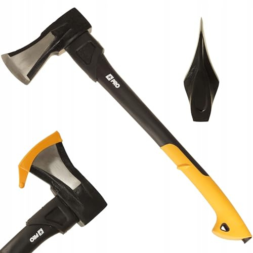 FEINZ Hache à Fendre 2 kg Manche Fibre de Verre 600mm - Merlin Éclateur pour Bois de Chauffage, Lame Acier Robuste avec Coin, Poignée Antidérapante pour Jardin et Extérieur