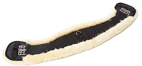 Engel Reitsport | Lammfell Sattelgurt Dressur Kurzgurt Mondgurt MGURT-65-SCH-MED schwarz/med. 26 65cm