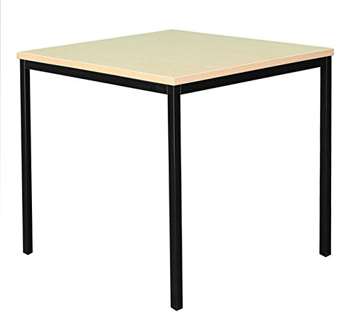 Lüllmann Schreibtisch Kleiner Profi Besprechungstisch Büromöbel Verkaufstisch Computertisch 80x80cm 331011 Buche Dekor, Gestell schwarz