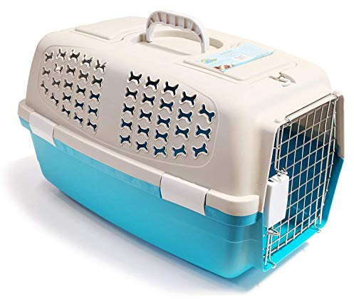 BPS (R) Transportín Rígido para Perro o Gato, Animales Domésticos, Tamaño: 60 x 39 x 35 cm. (Azul Claro)