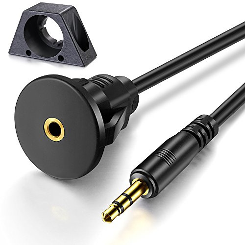 ICESPRING Cavo di prolunga jack audio AUX da 3,5 mm maschio a femmina per auto, camion, cruscotto, montaggio a filo, con pannello di montaggio, per auto, barca e moto (0,9 m)