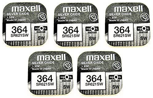5 Maxell Watch Batteries Button Cell SR621SW