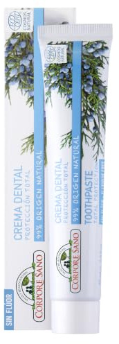 Corpore Sano Crema Dental Protección Total Eco Cosmos Sin Flúor 75 ml | Pasta dental natural con Enebro, Romero, Menta, Tomillo y Salvia. Certificación ecológica, sin flúor.