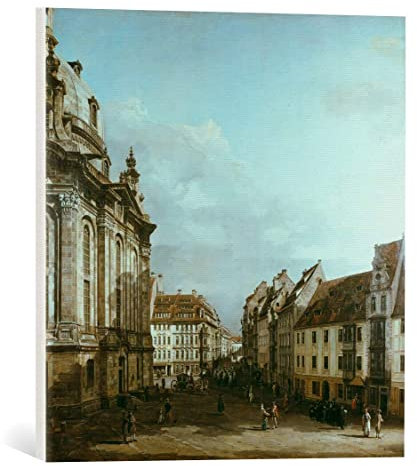 kunst für alle Leinwandbild: Bernardo Bellotto Die Frauenkirche in Dresden - hochwertiger Druck, Leinwand auf Keilrahmen, Bild fertig zum Aufhängen, 45x45 cm