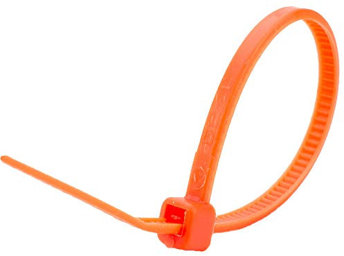 UKCable-Ties Cable Ties 140mm x 3.6mm Orange Nylon Zip Tie Wraps - (Pack of 100)