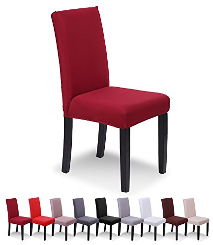 SaintderG® Stuhlhussen 4 Stück Elastische Moderne Beschützer Stuhlhussen, Hochzeit Partys Bankett Deko, bi-Elastic Spannbezug, sehr pflegeleicht und langlebig Universal (Bordeaux, 4 Stück)