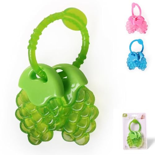 Anillo de mordida de canguro uva T2215, sin BPA, mordida de anillo de mordida refrescante ayuda con los dientes a partir de los 3 meses, colores:verde