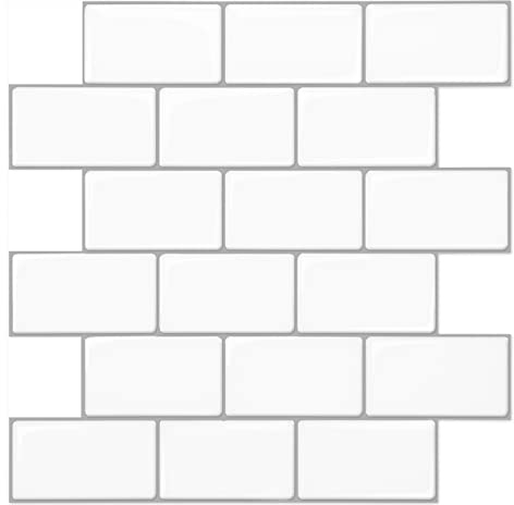 Art3d 10 Stück Keramikfliesen 3d Subway Klebefliesen Küche Weiß Peel und Stick Backsplash Fliesen 30 x 30cm